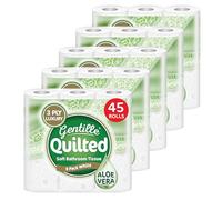 Gentille Quilted Aloe Vera Bathroom Tissue | Luxury 3-Ply Toilet Paper | Soft, Strong, & Sustainable | Made in The UK | 45 Rolls