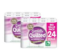 (48 Rolls ( 2 packs of 24)) Gentille Quilted Toilet Rolls 3ply Luxury Soft Strong Tissue