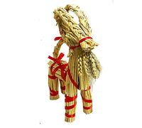 Genting Straw Goat 8" Tall Christmas Goat Swedish Grass Goat Handcrafted Julbock Yule Goat Messenger - Childhood Memories Collection Decora (4"L*1.8"W*8"H)