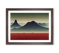 Gentle Abstract Mountains Framed Print | A2 Walnut Framed Wall Art | Ready to Hang | Abstract Landscape Picture | Living Room Bedroom Lounge Office