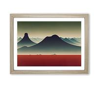 Gentle Abstract Mountains Framed Print | A3 Oak Framed Wall Art | Ready to Hang | Abstract Landscape Picture | Living Room Bedroom Lounge Office