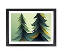 Gentle Abstract Pine Trees H1022 Framed Print for Living Room Bedroom Home Office Décor, Wall Art Picture Ready to Hang, Black A4 Frame (34 x 25 cm)