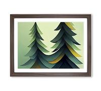 Gentle Abstract Pine Trees H1022 Framed Print for Living Room Bedroom Home Office Décor, Wall Art Picture Ready to Hang, Walnut A4 Frame (34 x 25 cm)