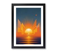 Gentle Abstract Sunset Framed Print | A2 Black Framed Wall Art | Ready to Hang | Abstract Landscape Picture | Living Room Bedroom Lounge Office