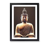 Gentle Buddha Framed Print | A2 Black Framed Wall Art | Ready to Hang | Modern Religious Picture | Living Room Bedroom Lounge Office