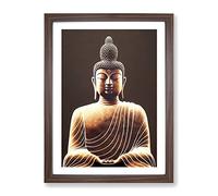 Gentle Buddha Framed Print | A4 Walnut Framed Wall Art | Ready to Hang | Modern Religious Picture | Living Room Bedroom Lounge Office