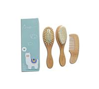 Gentle Care Wooden Baby Hair Brush and Comb Set by BeaverStrong - 2 Brushes and 1 Comb for Newborns - Soft Bristles, Safe and Natural - Perfect for Delicate Infant Hair and Scalp