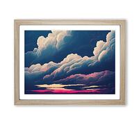 Gentle Clouds Framed Print | A3 Oak Framed Wall Art | Ready to Hang | Modern Landscape Picture | Living Room Bedroom Lounge Office