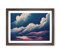 Gentle Clouds Framed Print | A4 Walnut Framed Wall Art | Ready to Hang | Modern Landscape Picture | Living Room Bedroom Lounge Office
