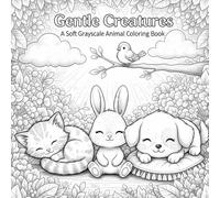Gentle Creatures: A Soft Grayscale Animal Coloring Book: Peaceful, Easy-to-Color Animal Scenes for Relaxation