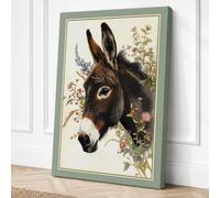 Gentle Donkey Study Botanical Canvas Wall Art Print 24x16 Inch (61 x 41 cm)