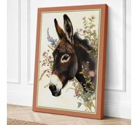 Gentle Donkey Study Botanical Canvas Wall Art Print 30x20 Inch (76 x 51 cm)