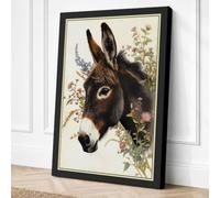 Gentle Donkey Study Botanical Canvas Wall Art Print 30x20 Inch (76 x 51 cm)
