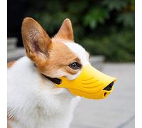 Gentle Duck-Bill Pet Muzzle with Adjustable Strap for Small Medium Dogs, Ideal to Prevent Biting, Barking, and Chewing, Yellow, Size XL.