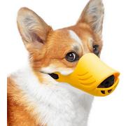 Gentle Duck-Bill Pet Muzzle with Adjustable Strap for Small Medium Dogs, Ideal to Prevent Biting, Barking, and Chewing, Yellow, Size S.