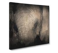 Gentle Elephant in Abstract Modern Canvas Wall Art Print Ready to Hang, Framed Picture for Living Room Bedroom Home Office Décor, 20x20 Inch (50x50 cm)