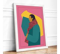 Gentle Embrace Modern Framed Wall Art Print A1 (84.1×59.4cm) White, Wall Decor for Living Room, Bedroom, Office & Home, Ready to Hang, Art Gift