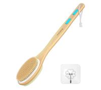 Gentle Exfoliating Back Scrubber - Natural Bamboo Brush with Dual Bristle Types