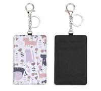 Gentle Floral Swipe Card Holder with Key Chain Bus Pass Holder for Women Men with 2 Card Slots Slim Wallet for Nurse Teacher Student Meal Bank Credit Cards Daily Use Nurse Accessories