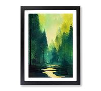 Gentle Forest Framed Print | A2 Black Framed Wall Art | Ready to Hang | Modern Landscape Picture | Living Room Bedroom Lounge Office