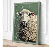 Gentle Gaze Sheep Farmhouse Canvas Wall Art Print 18x12 Inch