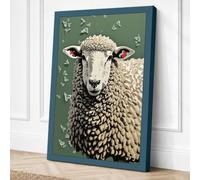 Gentle Gaze Sheep Farmhouse Canvas Wall Art Print 18x12 Inch