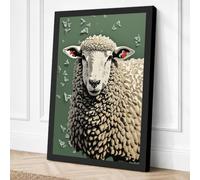 Gentle Gaze Sheep Farmhouse Canvas Wall Art Print 30x20 Inch