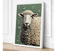 Gentle Gaze Sheep Farmhouse Canvas Wall Art Print 36x24 Inch