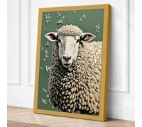 Gentle Gaze Sheep Farmhouse Canvas Wall Art Print 36x24 Inch