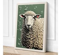 Gentle Gaze Sheep Farmhouse Canvas Wall Art Print 36x24 Inch