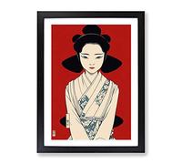 Gentle Geisha Framed Print | A2 Black Framed Wall Art | Ready to Hang | Modern Nature Picture | Living Room Bedroom Lounge Office