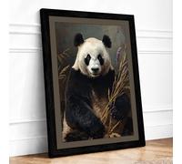 Gentle Giant Panda Minimalist Framed Wall Art Print A2 (59.4×42cm) Black, Wall Decor for Living Room, Bedroom, Office & Home, Ready to Hang, Art Gift