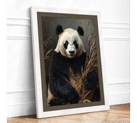 Gentle Giant Panda Minimalist Framed Wall Art Print A3 (42×29.7cm) White, Wall Decor for Living Room, Bedroom, Office & Home, Ready to Hang, Art Gift