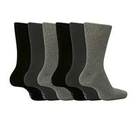 Gentle Grip 12 Pairs men's no elastic socks 6-11 uk, 39-45 eur Plain Colours (Black Navy Grey MGG101)