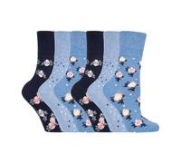 Gentle Grip 6 Pack Ladies Non Elastic Novelty Design Socks - SOLRH177 - 4-8 UK