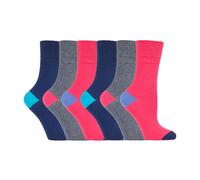 Gentle Grip 6 Pack Ladies Non Elastic Patterned Cotton Rich Socks - 4-8 UK - GG187