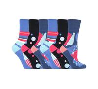Gentle Grip 6 Pack Ladies Non Elastic Patterned Cotton Rich Socks - 4-8 UK - GG190