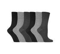 Gentle Grip 6 Pack Ladies Non Elastic Plain Coloured Cotton Socks - GG12 - 4-8 UK