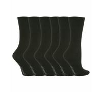 Gentle Grip 6 Pack Ladies Non Elastic Plain Coloured Cotton Socks - GG67 Black - 4-8 UK