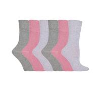 Gentle Grip 6 Pack Ladies Non Elastic Plain Coloured Cotton Socks - GG72 - 4-8 UK