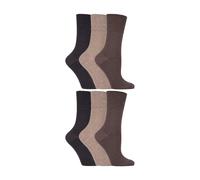 Gentle Grip 6 Pack Ladies Non Elastic Soft Top Cotton Diabetic Socks - 4-8 UK - Brown