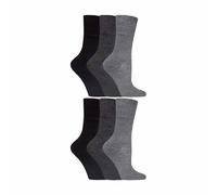Gentle Grip 6 Pack Ladies Non Elastic Soft Top Cotton Diabetic Socks - 4-8 UK - Grey