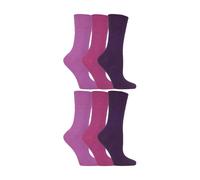 Gentle Grip 6 Pack Ladies Non Elastic Soft Top Cotton Diabetic Socks - 4-8 UK - Pink