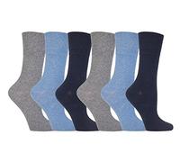 Gentle Grip - 6 pairs diabetic socks woman without elastic band printed 37-42 eur, Black, 37-42