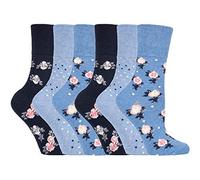 Gentle Grip - 6 Pairs of Cotton Rich Everday Ladies Non Elastic Socks | Soft Top (4-8, SOLRH177)