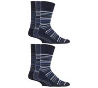 Gentle Grip - 6 Pairs of Mens Honeycomb Top/Cotton Rich Socks, in Bigfoot size 12-14 UK (Stripes SOMRJ49)