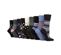 Gentle Grip 9 Pack Ladies Soft Breathable Bamboo Non Elastic Dress Socks - Dots Mix - 4-8 UK