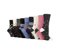 Gentle Grip 9 Pack Ladies Soft Breathable Bamboo Non Elastic Dress Socks - Stars & Stripes - 4-8 UK
