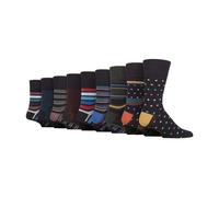 Gentle Grip 9 Pack Mens Soft Breathable Bamboo Non Elastic Dress Socks - Stripes - 6-11 UK