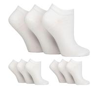 Gentle Grip 9 Pairs Ladies Diabetic Trainer Socks Cushioned Wide Calf Ankle Socks for Swollen Legs (4-8, White)